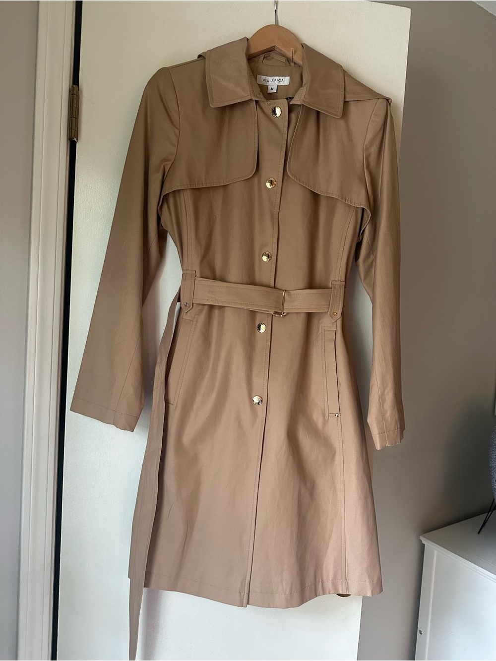 Via Spiga Tan Trench Coat with Belt